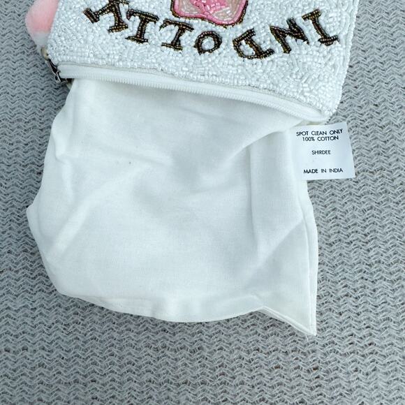 White Dolly Parton in Dolly We Trust Beaded Cowboy Hat Zippered Coin Purse - Picture 2 of 4